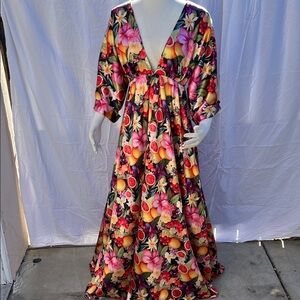 Hand Crafted Vibrant Floral Maxi Dress